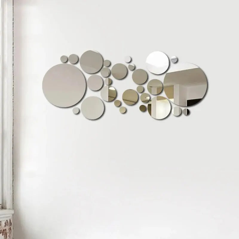 26 PCs  Acrylic Round Mirror Wall Sticker