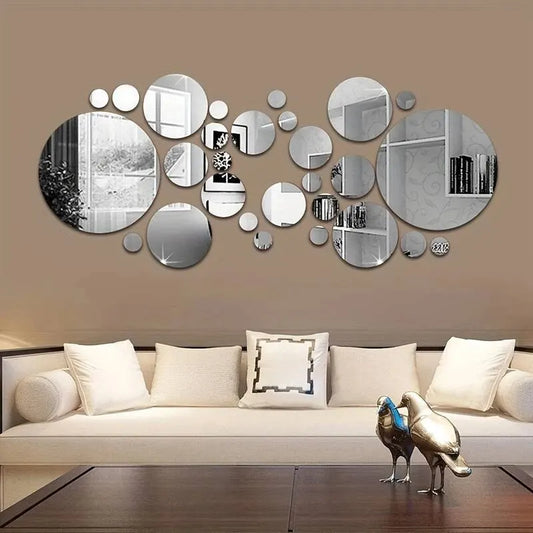 26 PCs  Acrylic Round Mirror Wall Sticker