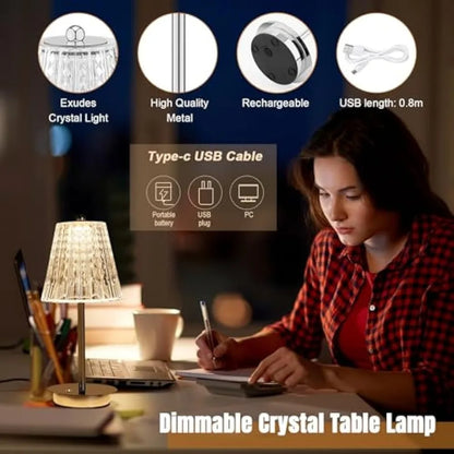 2 Crystal Table Lamps  3 Color Dimming