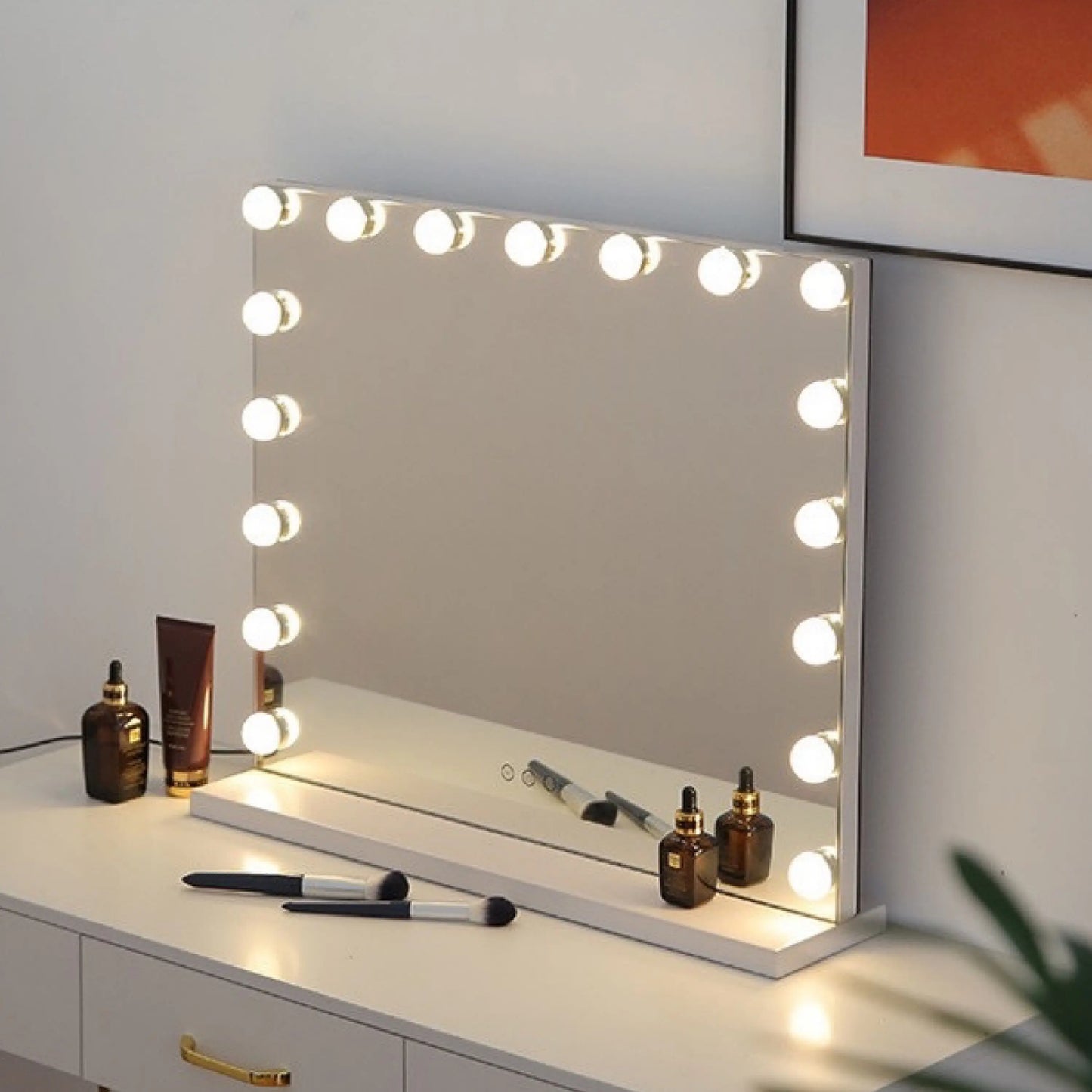 Large Vanity Mirror With 16 LED Bulbs