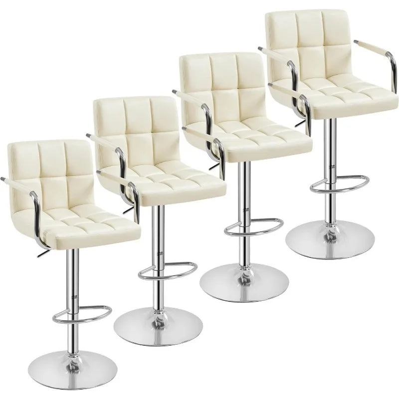 4pcs Adjustable Bar Stools PU Leather