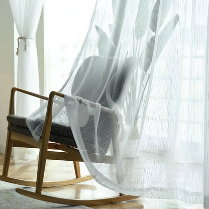 White Linen Stripe Sheer Panels