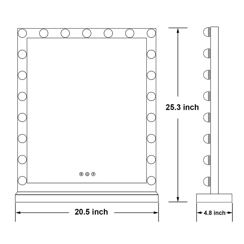 Large Vanity Mirror With 16 LED Bulbs