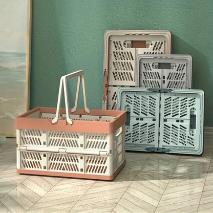 1pc Foldable Pastel Storage Basket  With Handle