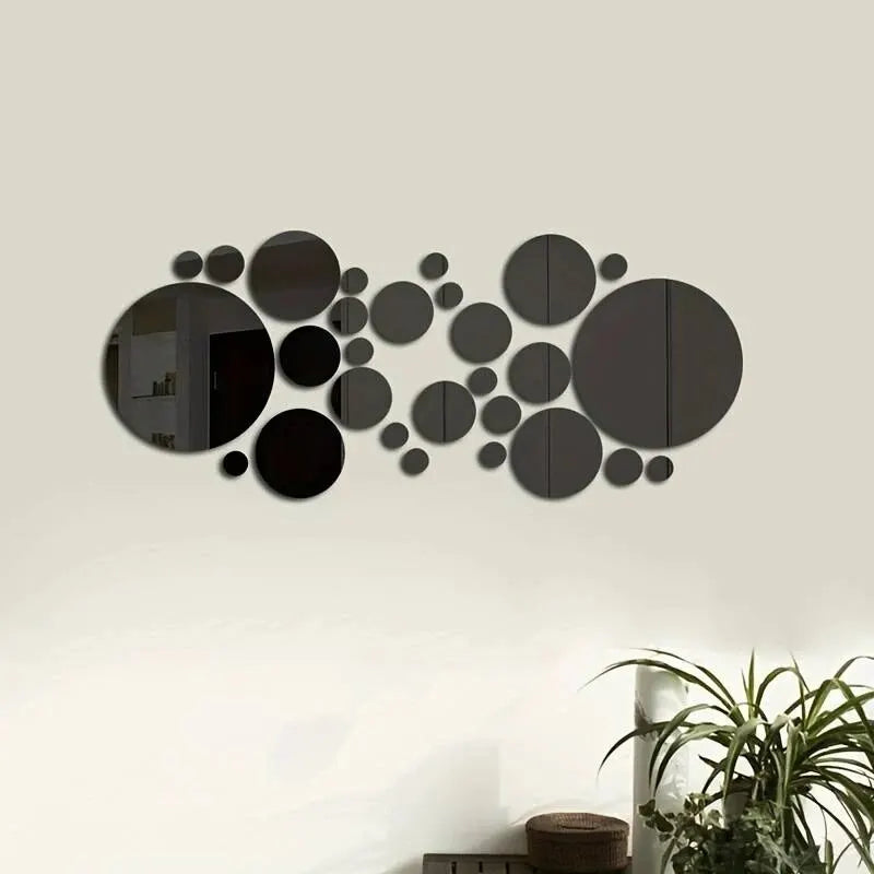 26 PCs  Acrylic Round Mirror Wall Sticker