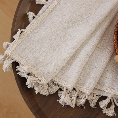 Solid  Linen Tassel  Vintage Drapes