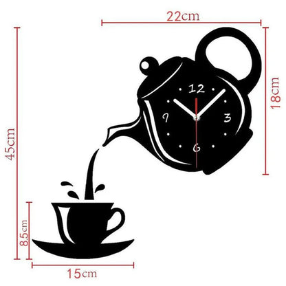 3D DIY Teapot Shape Wall Clock