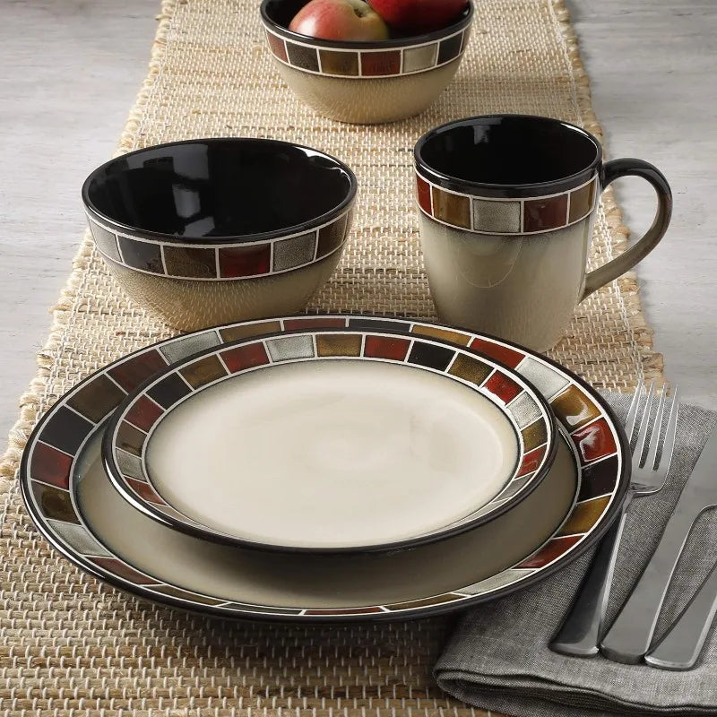 16 Piece  Glazed Dinnerware Set,