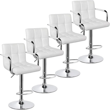 4pcs Adjustable Bar Stools PU Leather