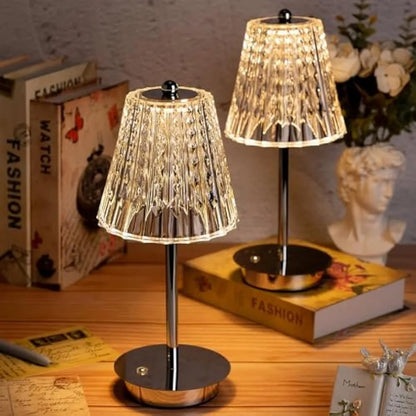 2 Crystal Table Lamps  3 Color Dimming