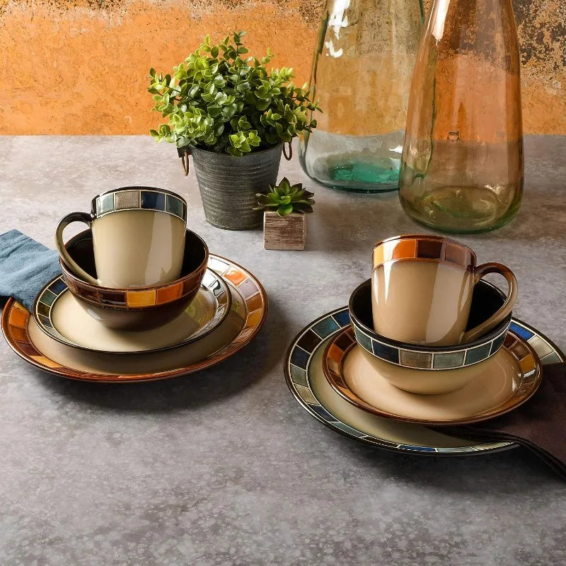 16 Piece  Glazed Dinnerware Set,