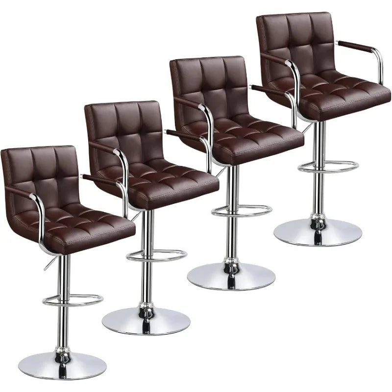 4pcs Adjustable Bar Stools PU Leather