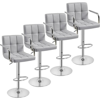 4pcs Adjustable Bar Stools PU Leather