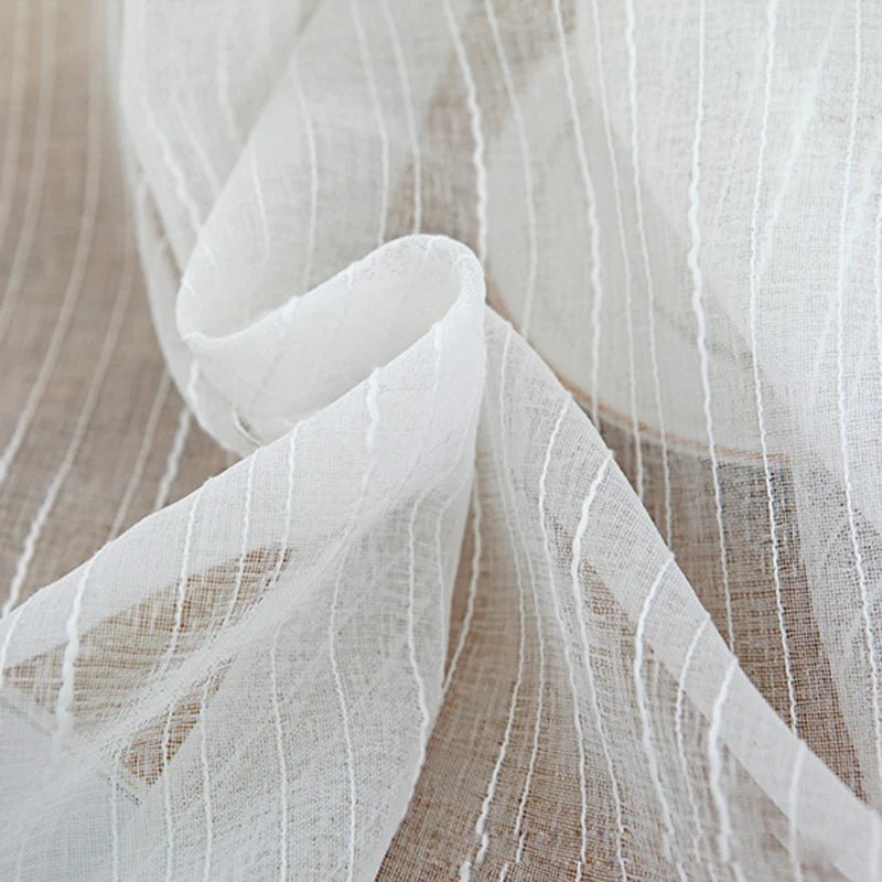 White Linen Stripe Sheer Panels