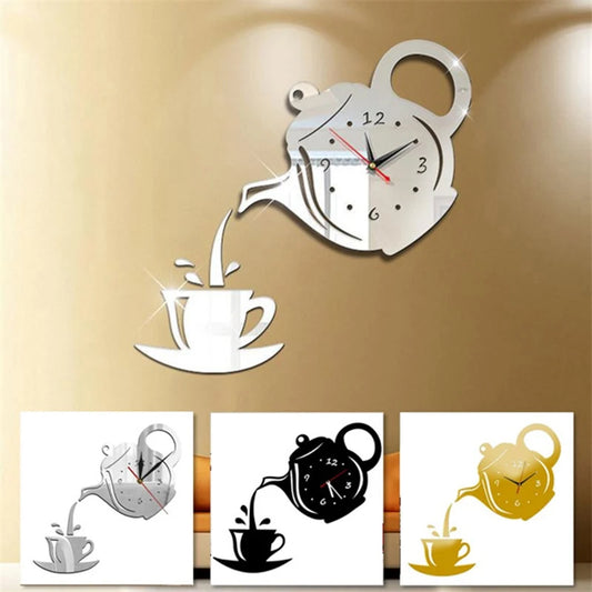 3D DIY Teapot Shape Wall Clock