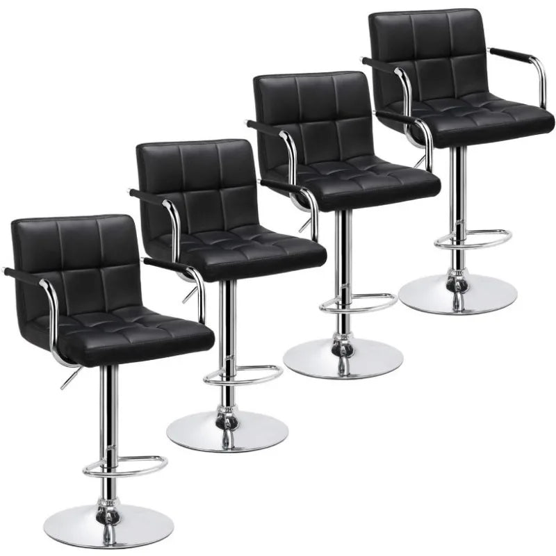 4pcs Adjustable Bar Stools PU Leather