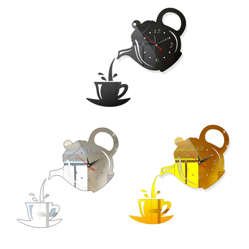 3D DIY Teapot Shape Wall Clock