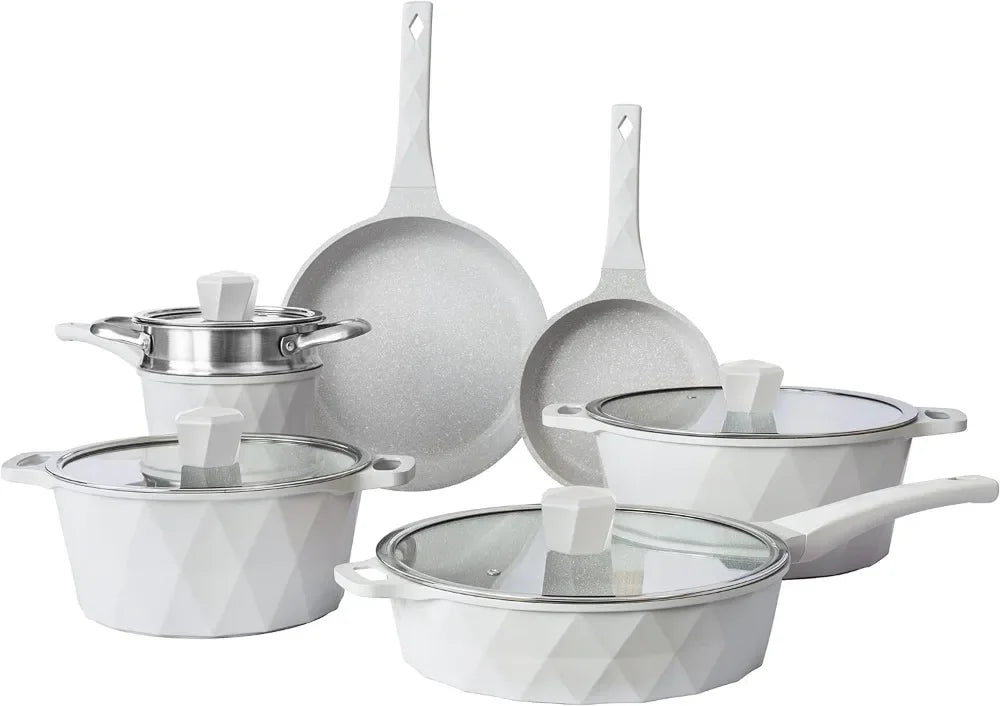 Cream Country  Induction Cookware Nonstick 13 Piece