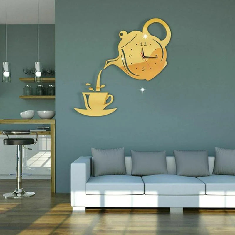 3D DIY Teapot Shape Wall Clock